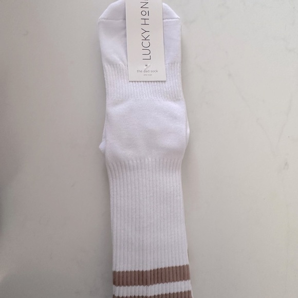 Lucky Honey The Dad Sock Tan Stripes one size fits all grip sock - Picture 5 of 7